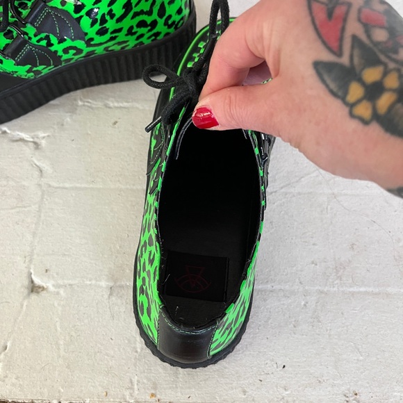 Strangecvlt green leopard punk creepers 1.5” platform sz 7 - Picture 2 of 4